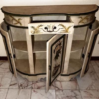 Sale Photo Thumbnail #5: Beautiful Floral Console Cabinet. Plenty of storage.