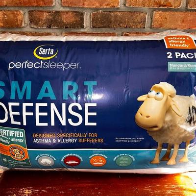 Sale Photo Thumbnail #39: Pillows, 2 Serta PerfectSleeper Smart Defense Pillows. Designed specifically for Asthma and Allergy sufferers, 2 Standard/Queen Hypoallergenic, Polyester Fiber pillows.