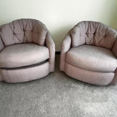 Sale Photo Thumbnail #8: Rock and swivel comfy low back chairs! 2 Pink matching chairs. Gently used! 