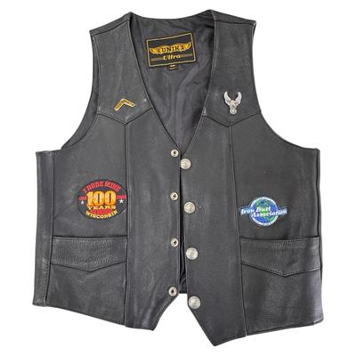 UNIK Ultra Men’s Black Leather Biker Vest Sz 42