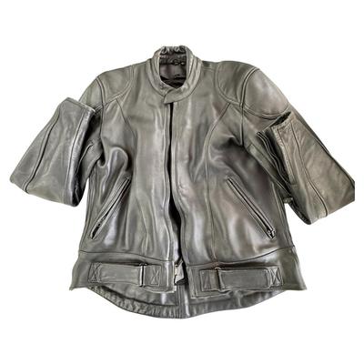 HJC Men’s Black Leather Motorcycle Jacket Size 44 