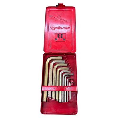 Snap-on 10 Piece Metric Hex Key Set 2mm–12mm L-Shaped Allen Wrench Tools w/ Red Metal Case
