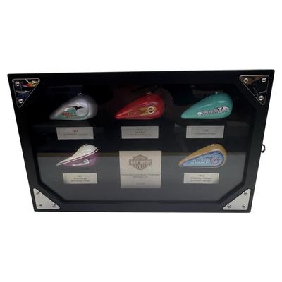 Harley-Davidson Collectible Tank Set II Mini Gas Tanks Display Case 2005 Limited Edition