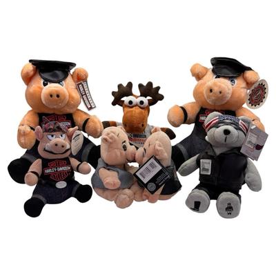 Harley-Davidson Plush Lot Vintage 1998 Play By Play Pigs Moose Bear Biker Hog Motorcycle Toy Collect