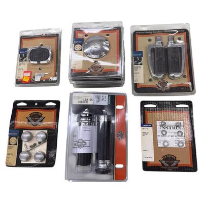 Genuine Harley-Davidson Motorcycle Accessories Lot Multi-Fit Grips Pegs Covers Caps Chrome OEM NEW