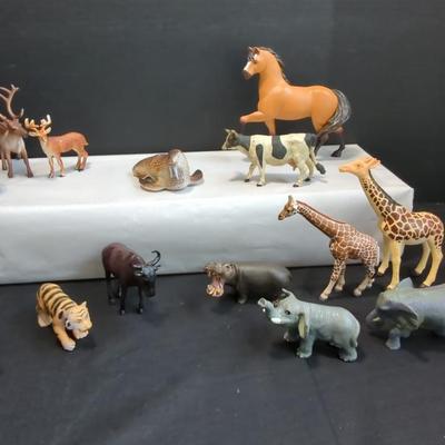Toy Animal Figures - Deer, Giraffes, Elephants, Hippo, Yak Tiger, Walrus, Cow and Horse