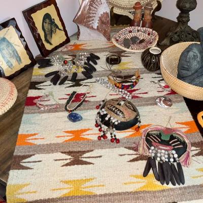 Wool woven rug, Navajo rug, Southwest rug 
