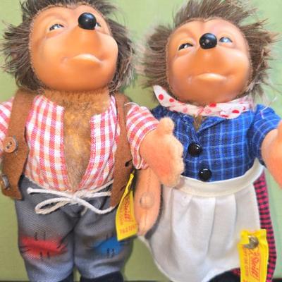 vintage, Steiff, Mecki and Micki, hedgehog dolls, from Germany