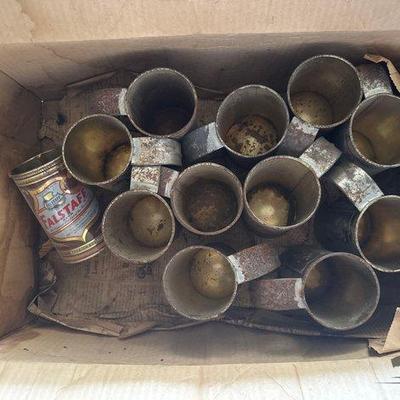 Sale Photo Thumbnail #206: 9008 • vintage falstaff tin mugs in original box