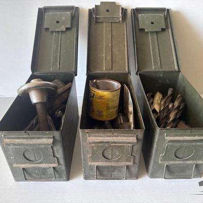 Sale Photo Thumbnail #262: 9120 • 3 metal ammo cans with tools