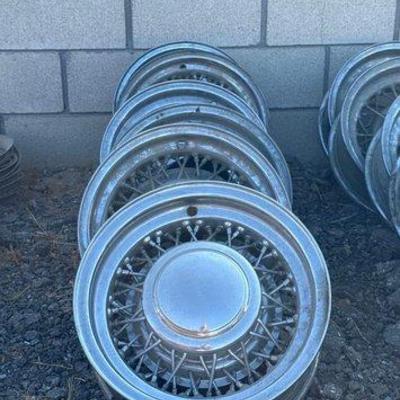 892 • (6) motor wheel 5 lug steel spoke wheels