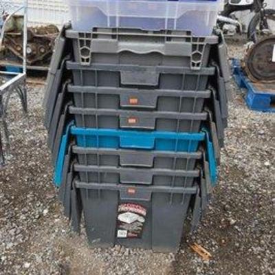 80017 • (9) storage contianers with attached hinge lip