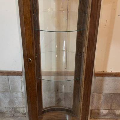 Drum Style Curved Glass Curio Cabinet 