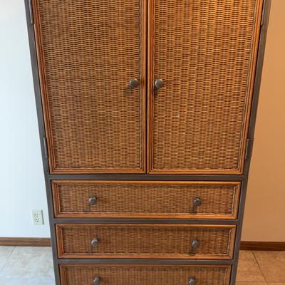 Rustic Modern Wicker Storage Cabinet 