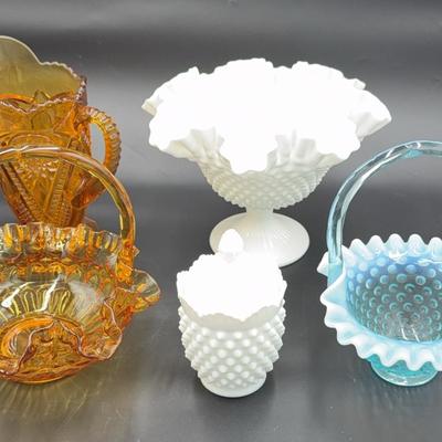 Vintage Hobnail Style Glassware (5 Pieces)