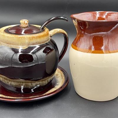 Roseville Pottery Pitcher & Pfaltzgraf Soup Taureen 