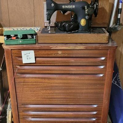 Sale Photo Thumbnail #185: Wurlitzer Cabinet and a bent wood case Singer 