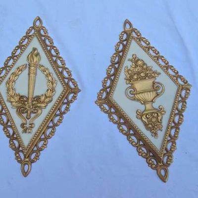 Vintage 70’s Set of 4 Homco Dart Diamond Shape Wall Plaques