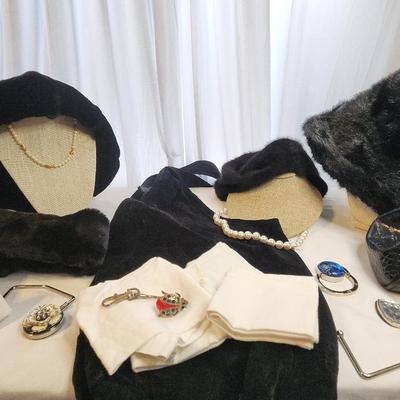 Ladies Faux Fur Hats, Necklaces, Handbags, Handkerchiefs & Purse Hooks