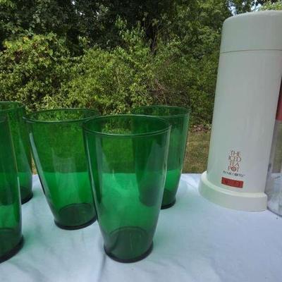 Vintage Green Glasses & The Iced Tea Pot By Mr. Coffee