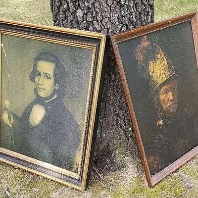 Two Art Prints Wall Hangings - The Man With The Golden Helmet & An Unknown Man 