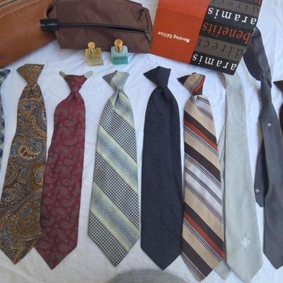 Men's Ties, Aramis Cologne, & 2 Bags