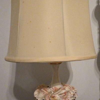 Antique Italian Pink & Gold Porcelain Lamp