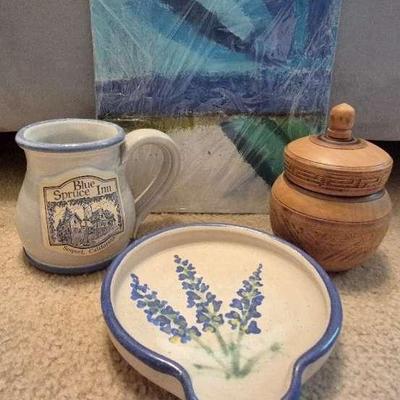 Handmade Mexican Wood Jar, Clay Cup, Small Dish