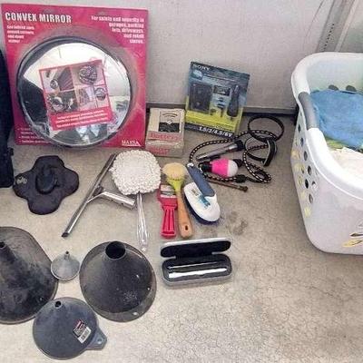 Car Lot - Convex Mirror, Storage Box, Microfiber Cloths, Funnels & More 