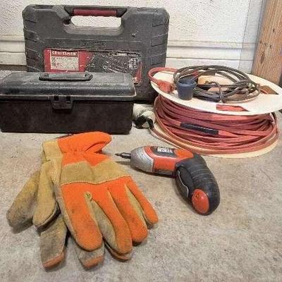 Extension Cord with Reel, Craftsman Mechanic Tool Set, Black & Decker Mini Drill, and More