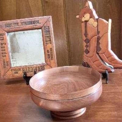 Handcrafted Solid Brown Walnut Serving Bowl Signed By Steve Alexander & More