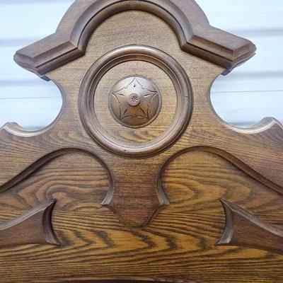 Antique 3/4 Size Solid Wood Headboard And Footboard