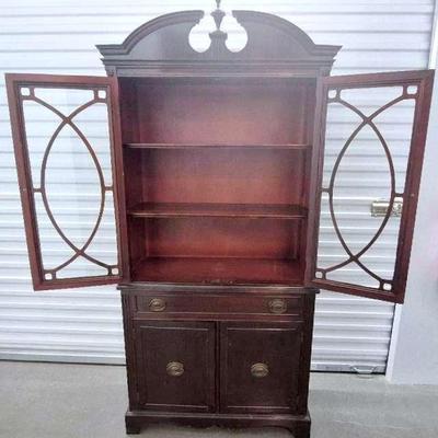 Vintage Small Cherry Wood China Closet 