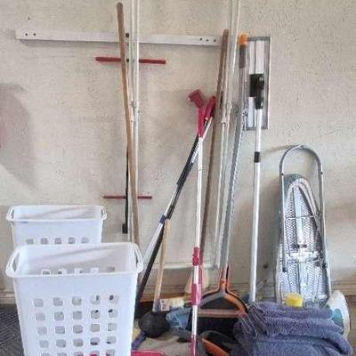 Laundry Room Assortment: Ironing Board, Towels, Hampers, and More