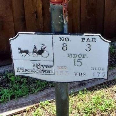 Golf Tee Box Marker On Metal Stand