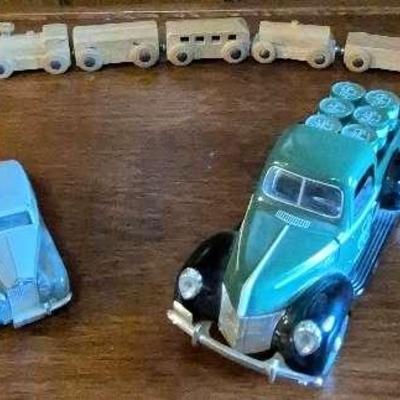 Die-cast 1940 Shamrock Ford Pickup Truck, Dinky Toys 150 Rolla Royce Die-cast & Wood Train 