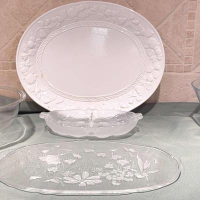 Mikasa Bountiful Frosted Design Relish Platter Oval Crystal Cinderella Tray & More
