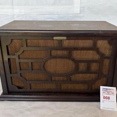 Speakerola w cord Mfg. Blood Tone Arm Co.  Bay City Michigan 15 3/8" x 8 /14" x 9 1./2 Tall 