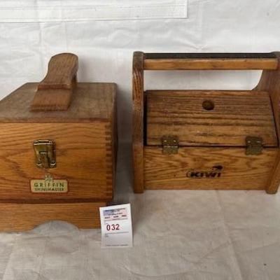 Sale Photo Thumbnail #34: 2 wooden shoeshine kits