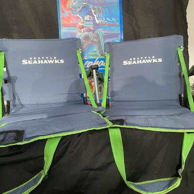 Two Seattle Seahawks Stadium Seats & Vintage 1987 Schedule 
