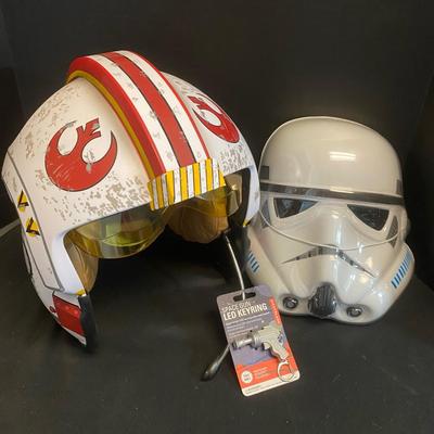 Disney Star Wars X-Wing Fighter Helmet, Storm Trooper Mask & Space Gun Key Ring 