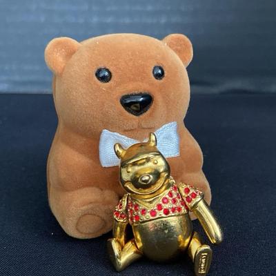 Vintage Disney Winnie The Pooh Broach With November Birthstone Teddy Necklace