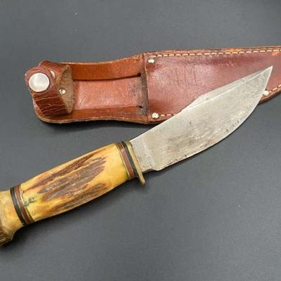 Vintage Marbles Gladstone Hunting Bowie Knife With Sheath