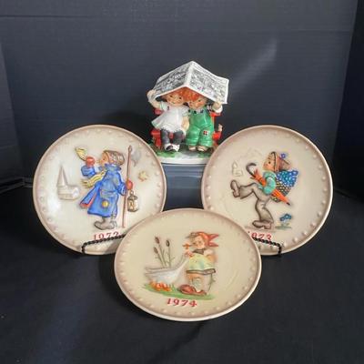 Hummel Collectible Plates 1972-74 & “Let It Rain” Figurine