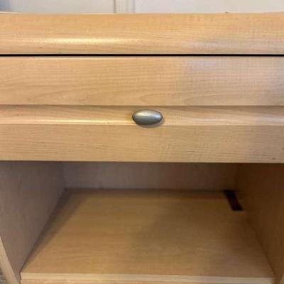 Lot 126:  Vintage Light Maple Nightstand with Drawer and Open Shelf