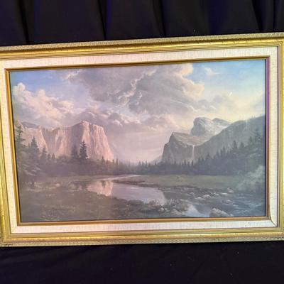 Lot 423: Framed Yosemite Valley Landscape Print – Signed Dino Maddalone 1989
