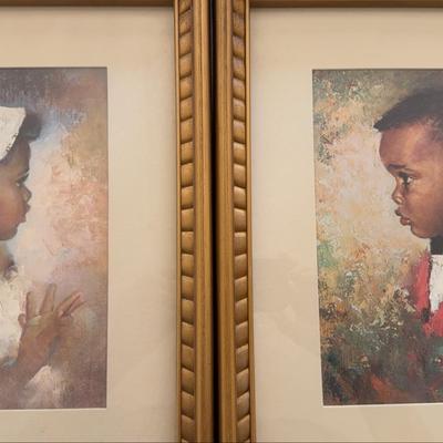 Lot 522: Pair of Signed Prints by A. Kwarei – Children in Portrait