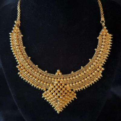 Lot 544: 18K Gold Plated Necklace And Earrings