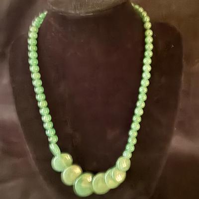 Lot 541: Green Stone Jewelry Set – Necklaces, Bracelets & Earrings
