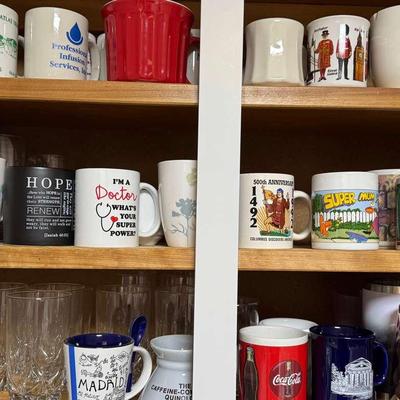 Lot 114:  Cabinet Of Glasses And Mugs